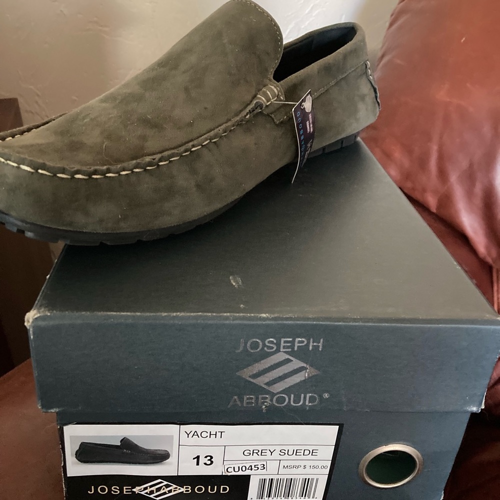 Joseph Abboud Yacht Loafer Grey Suede Size 13